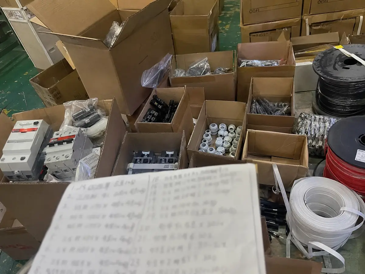 Electrical automation spare parts checked against a procurement list